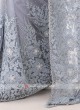 Grey Color Net Fabric Saree